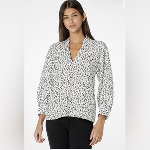 NWT Joie Perci White With Black Floral 100% Linen Top Size Small